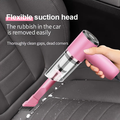 12V Handheld Car Vacuum Cleaner, Powerful Wired Portable Car Vacuum for Pet Hair & Dust Removal, Silent Motor, Accessories Kit Included, Compact Design for Car Interior Cleaning – Pink