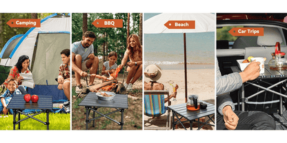 Portable Folding Camping Table Lightweight Collapsible Outdoor Table with Carry Bag Sturdy Legs Large Flat Surface for Picnic BBQ Beach Hiking Tailgating Compact Durable Design Size L and XL
