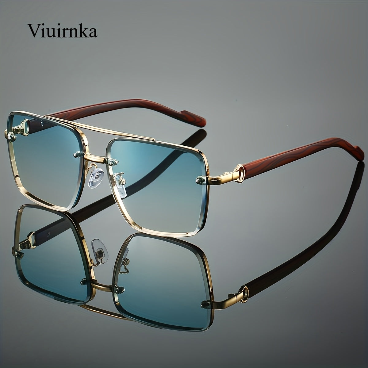 Retro Square Woodgrain Sunglasses for Men & Women – UV400 Gradient AC Lenses, Lightweight PC Frame, 7 Color Options, Vintage Street Style Eyewear for Driving, Travel & Everyday Wear