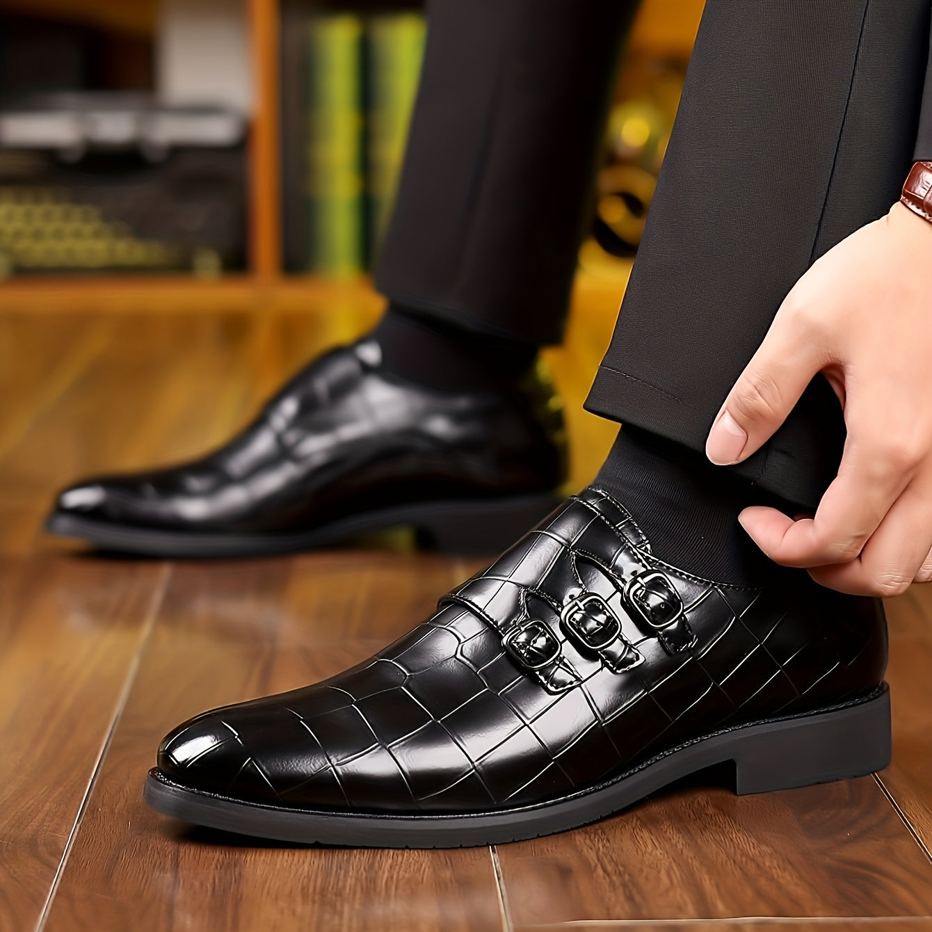 Men's Stone Textured Monk Strap Dress Shoes Slip-On Formal Loafers – Fashion Elegant Oxford Style for Business, Wedding & Special Occasions, Sizes US 6–12.5