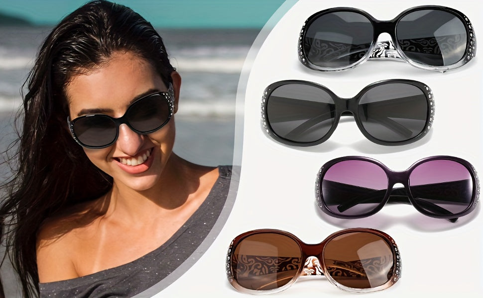 Rhinestone Cat Eye Sunglasses for Women – Floral Embellished UV Protection Shades, Lightweight Frames for Beach, Driving, Outdoor, Street Style & Vacation, Trendy Fashion Eyewear Gift