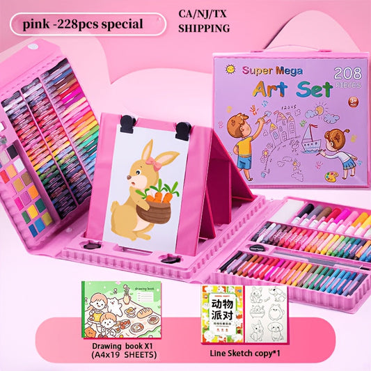 228 Piece Kids Art Supplies Set, Deluxe Painting & Drawing Kit with Oil Pastels, Crayons, Colored & Acrylic Markers, Watercolor Brushes & Drawing Pad, Gift for Kids