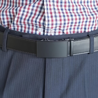 Men's Ratchet Belt 2 Pack Leather – Trim-to-Fit Adjustable Dress and Casual Belt for Men Waist 28" to 52" Black Brown Tan Navy Blue Gift