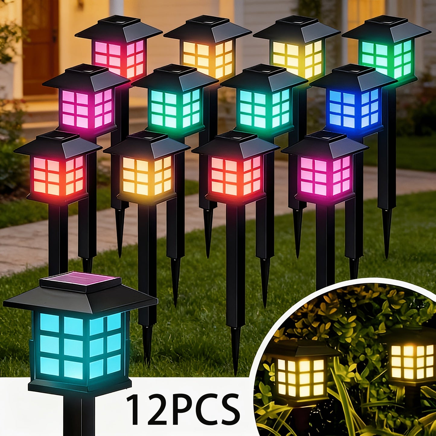 Solar Outdoor Lights LED Garden Path Lights IP44 Waterproof Landscape Lighting for Sidewalk Driveway Lawn Yard Courtyard – Warm White, Pack of 6, 12 or 24 – Christmas & Holiday Decor