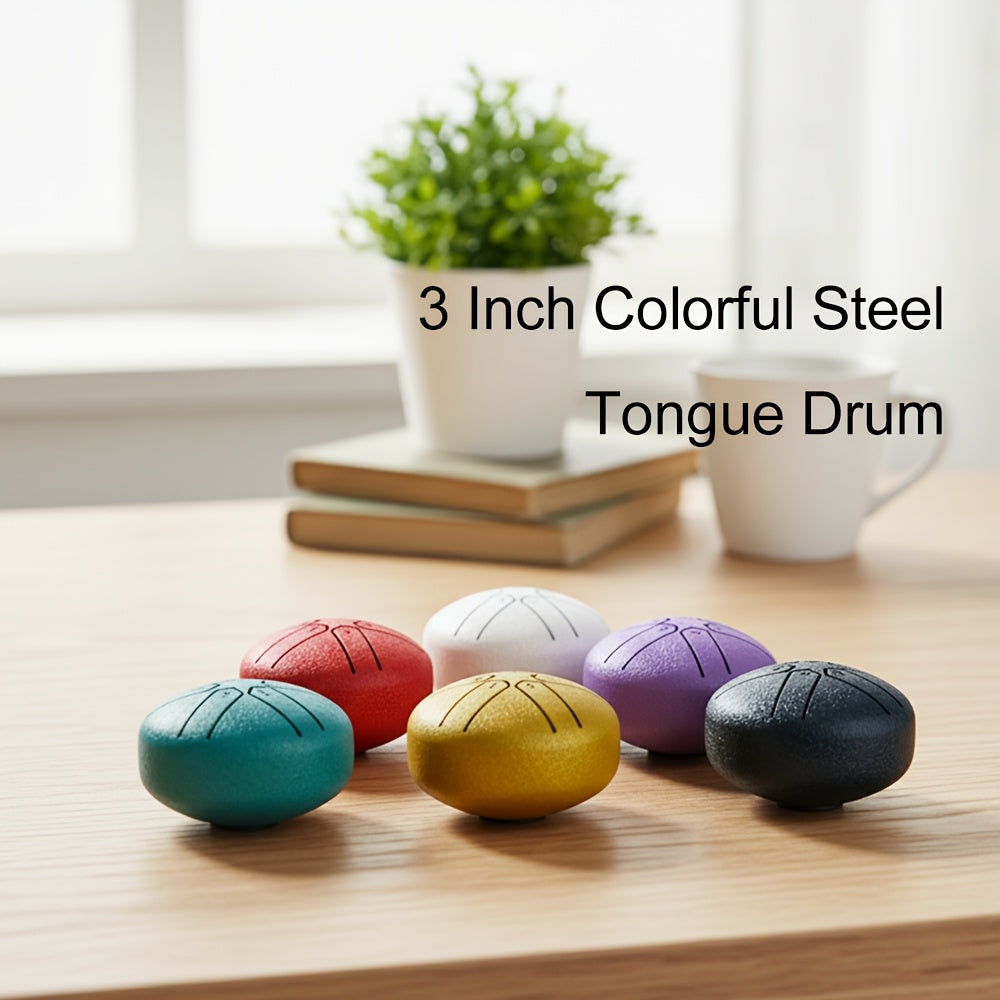 3-Inch 6-Tone Steel Tongue Rain Drum – Portable Percussion Instrument for Yoga, Meditation, Sound Therapy, Travel & Relaxation, Musical Gift for Adults & Kids