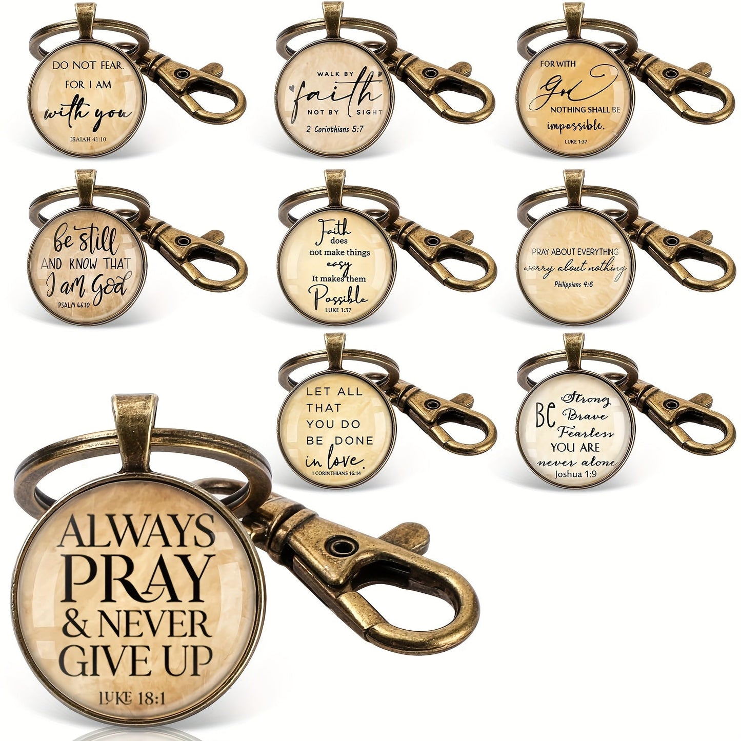 18Pcs Christian Keychain Bulk Set – Bible Verse Scripture Quote Inspirational Religious Keychains, Faith-Based Gifts for Sunday School, Pastor, Church Events & Baptism Favors
