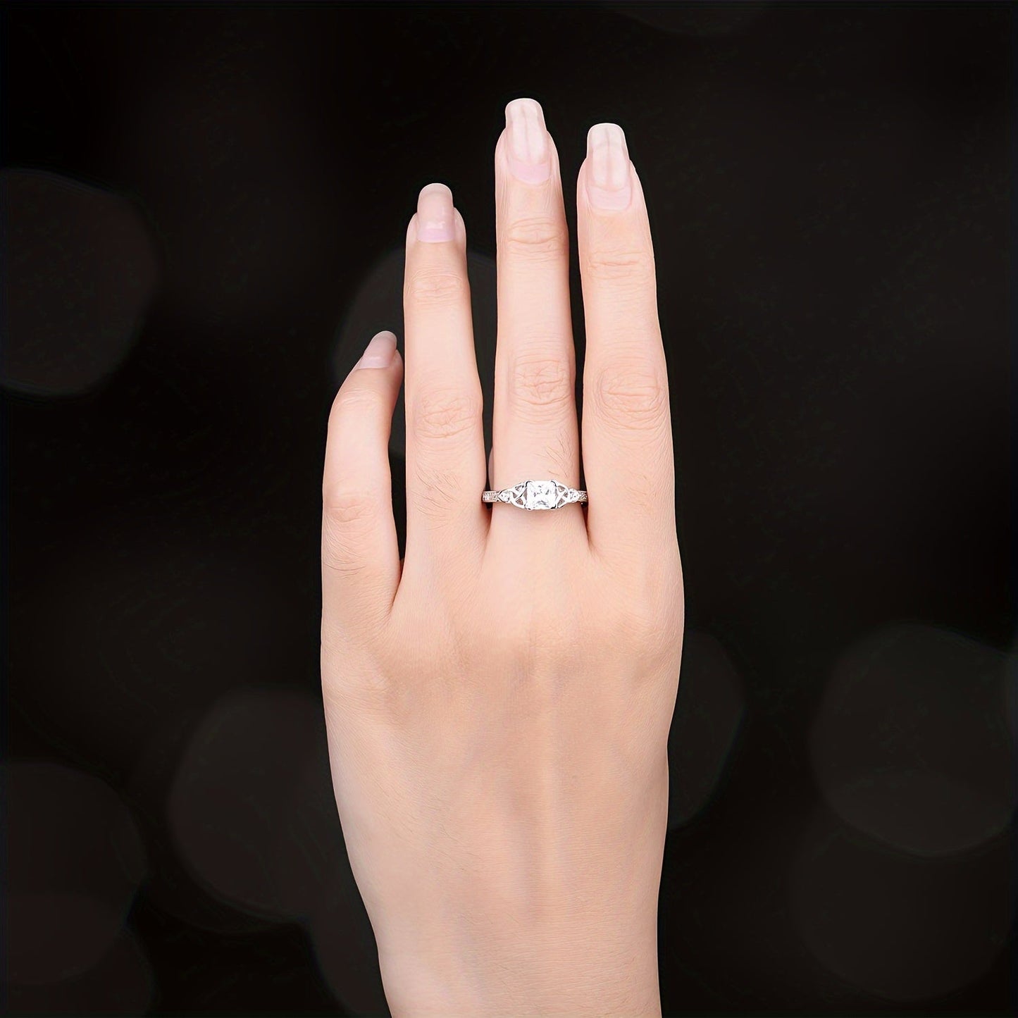 Princess Cut CZ Engagement Ring 925 Sterling Silver Platinum Plated – Cubic Zirconia Bridal Band Women Sizes 4-12, Silver Yellow Rose Gold, Wedding Promise Ring Gift Box