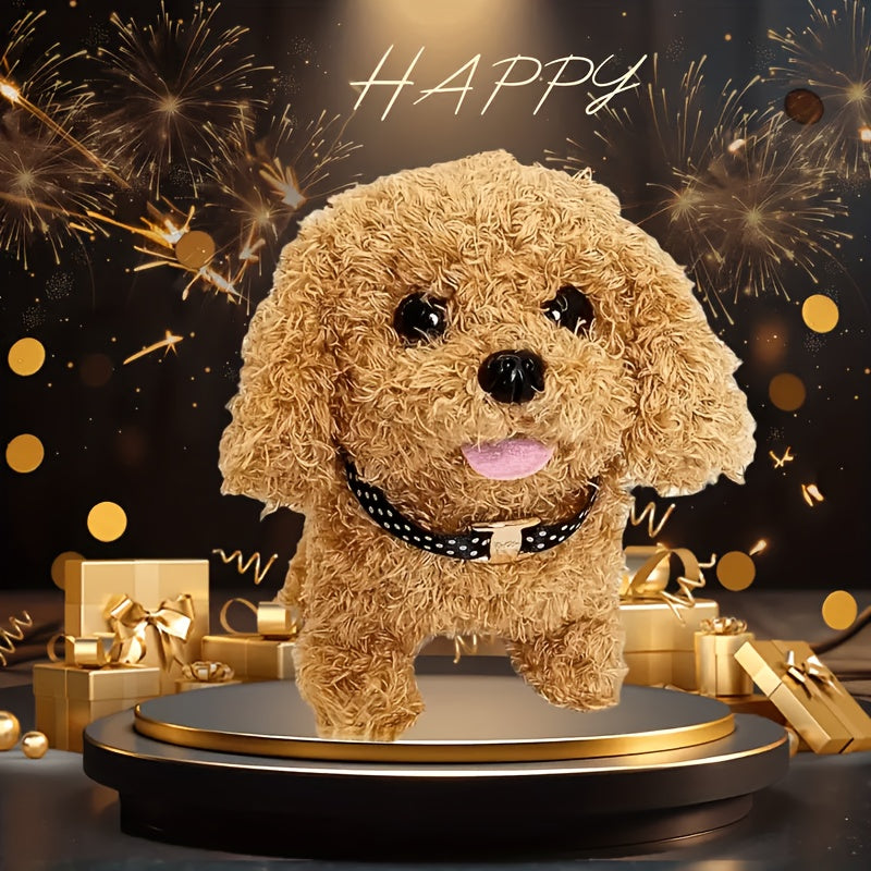 Interactive Robot Puppy Toy Walking Barking Tail Wagging Realistic Electric Simulation Dog with Dog Bone Accessory Gift Box Kids Birthday Christmas New Year Gift Boys Girls