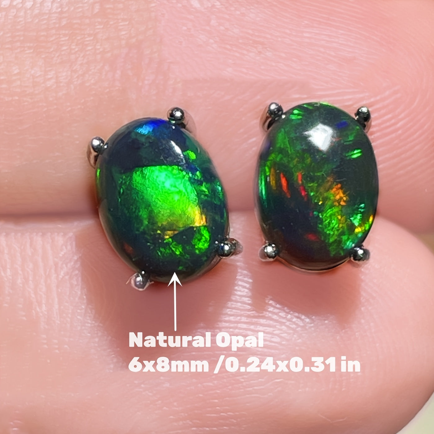 Black Opal Earrings S925 Sterling Silver Genuine Black Opal Inlay October Birthstone Stud Earrings for Women - Elegant Daily Vacation Jewelry Birthday Christmas Gift for Her