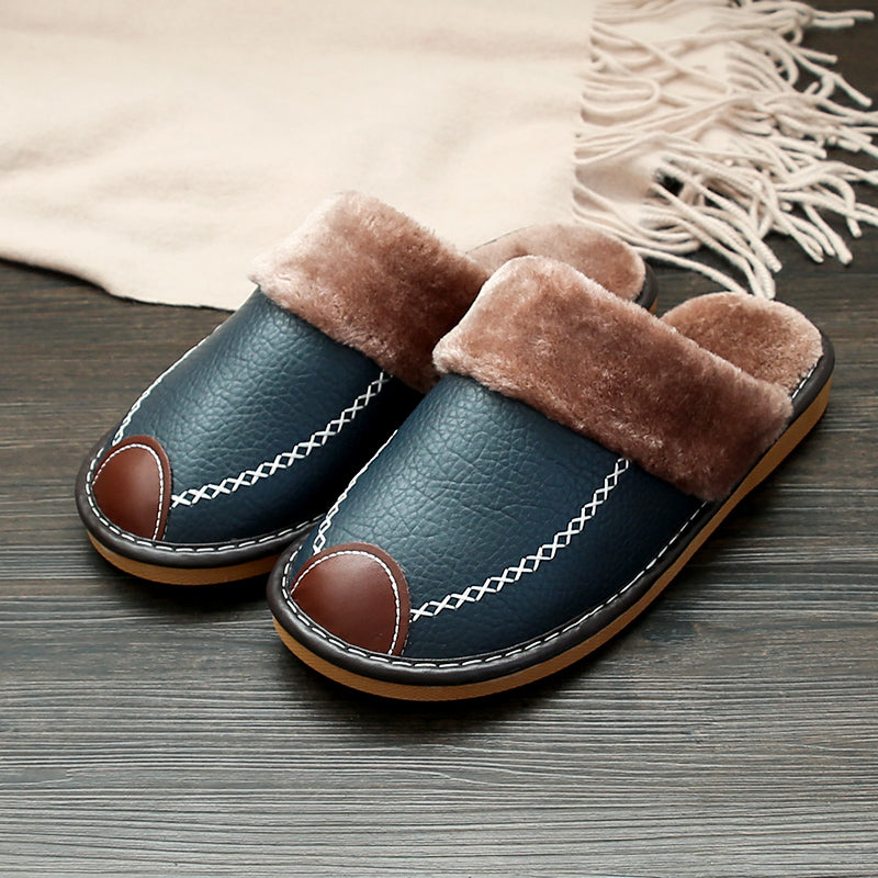 Men's Slip-On Indoor Slippers with Soft PU Sole – Warm Non-Slip House Shoes for Winter, Lightweight Comfort Home Slippers in Multiple Colors, Sizes US 3.5–13