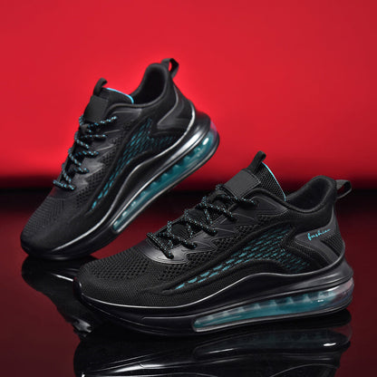 Men's Air Cushion Running Sneakers Lightweight Lace-Up Anti-Slip Shock-Absorbing Breathable Athletic Shoes for Walking Fitness Tennis Travel Sizes US 6.5-13.5 Black Blue White Yellow Red
