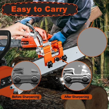 Chainsaw Sharpener Jig Kit – Portable Hand-Cranked Chain Saw Sharpening Tool with Carbide Burrs, 1/3/5/10Pcs, Easy DIY Sharpening for All Chainsaw Chains