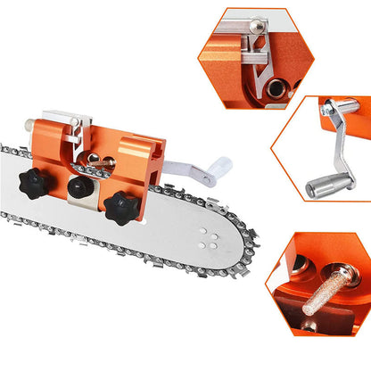 Chainsaw Sharpener Jig Kit – Portable Hand-Cranked Chain Saw Sharpening Tool with Carbide Burrs, 1/3/5/10Pcs, Easy DIY Sharpening for All Chainsaw Chains
