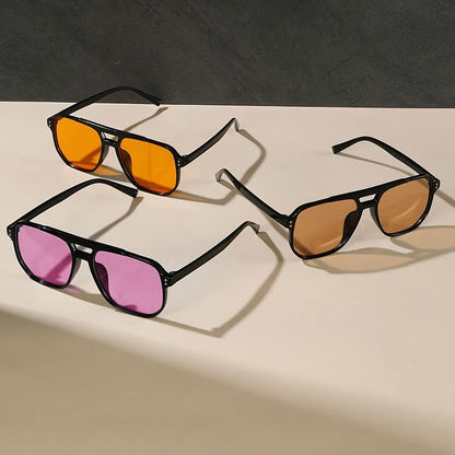 Pilot Square Sunglasses 5pcs Set Large PC Frame UV Protection Unisex Fashion Casual Eyewear for Men and Women Black Frame Multicolor Lenses