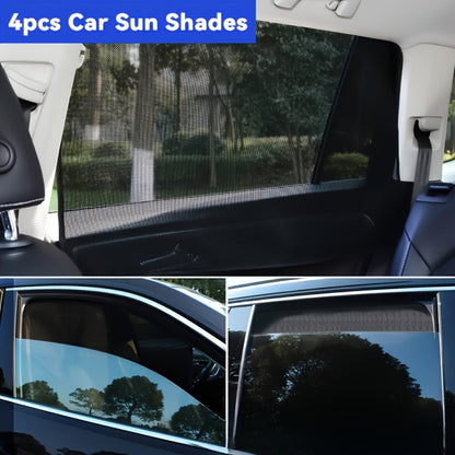 Magnetic Car Sunshade Curtains 4-Piece Set - Black Mesh UV Protection & Heat Insulation, Easy Install on Car Windows & Windshield, Universal Fit for Cars, SUVs & Trucks
