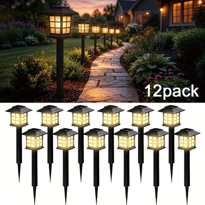 Solar Outdoor Lights Waterproof LED Landscape Garden Path Lights – Warm White, Auto On/Off, 6 Pack 24 Pack for Footpaths Driveways Courtyards Lawns, Holiday Christmas Halloween Decoration