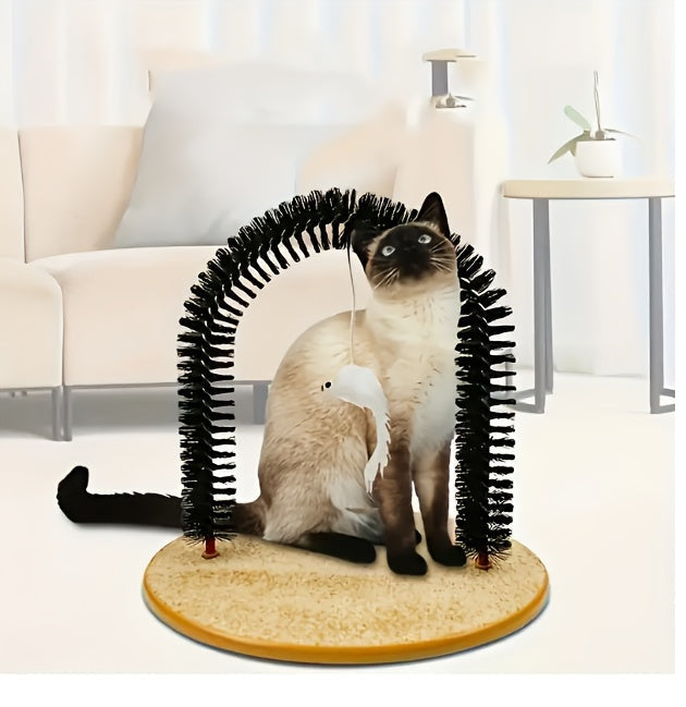 Cat Arch Self-Grooming Massage Toy – Interactive Scratch, Rub & Groom Tool for Cats & Kittens, Plastic Bristle Arch, 13 Inch, Stress Relief & Entertainment for Indoor Cats