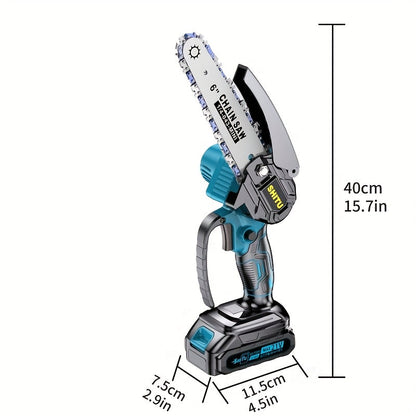 Mini Cordless Chainsaw Portable Handheld Electric Tree Cutter Splash Guard Security Lock Rechargeable for Garden Yard