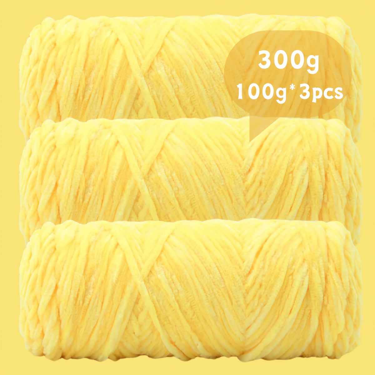 Velvet Chenille Yarn 3-Pack 300g (100g x3) Soft Bulky Knitting Crochet Yarn 47 Colors Beginner Friendly Luxury Handcraft for Sweaters Scarves Hats Dolls Bags Amigurumi DIY Projects