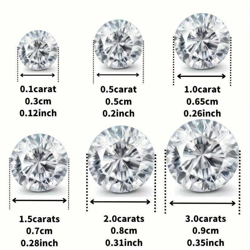Moissanite Stud Earrings – 925 Sterling Silver 6-Prong Round Cut, 0.5ct to 3ct, Diamond Alternative Bridal & Wedding Jewelry for Women, Brilliant Sparkle Solitaire Studs