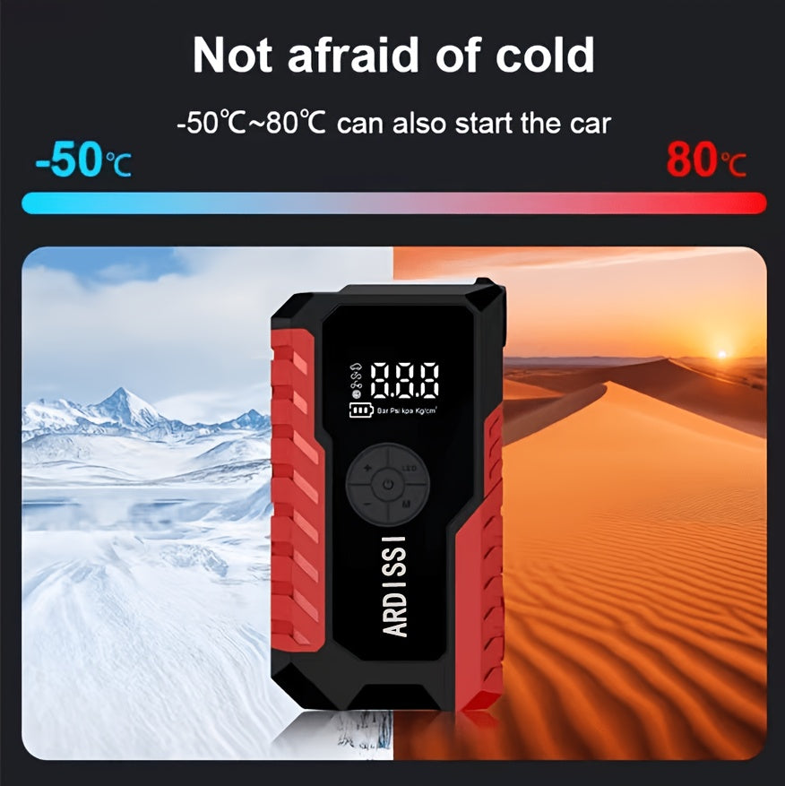5000A Peak Portable Car Jump Starter with 150 PSI Air Inflator Pump – 10000mAh All-in-One Emergency Battery Booster, Type-C, LED Light for 12V Gas & Diesel Cars, Trucks, SUVs & Motorcycles