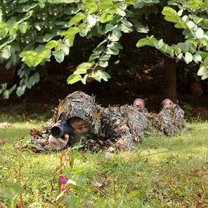 Men's Ghillie Suit 3D Camo – Lightweight Hooded Jacket & Pants Set, Breathable 3D Leaf Camouflage Hunting Clothes, 0.95 lb