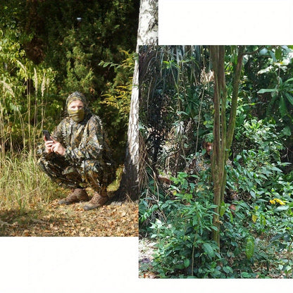 Men's Ghillie Suit 3D Camo – Lightweight Hooded Jacket & Pants Set, Breathable 3D Leaf Camouflage Hunting Clothes, 0.95 lb