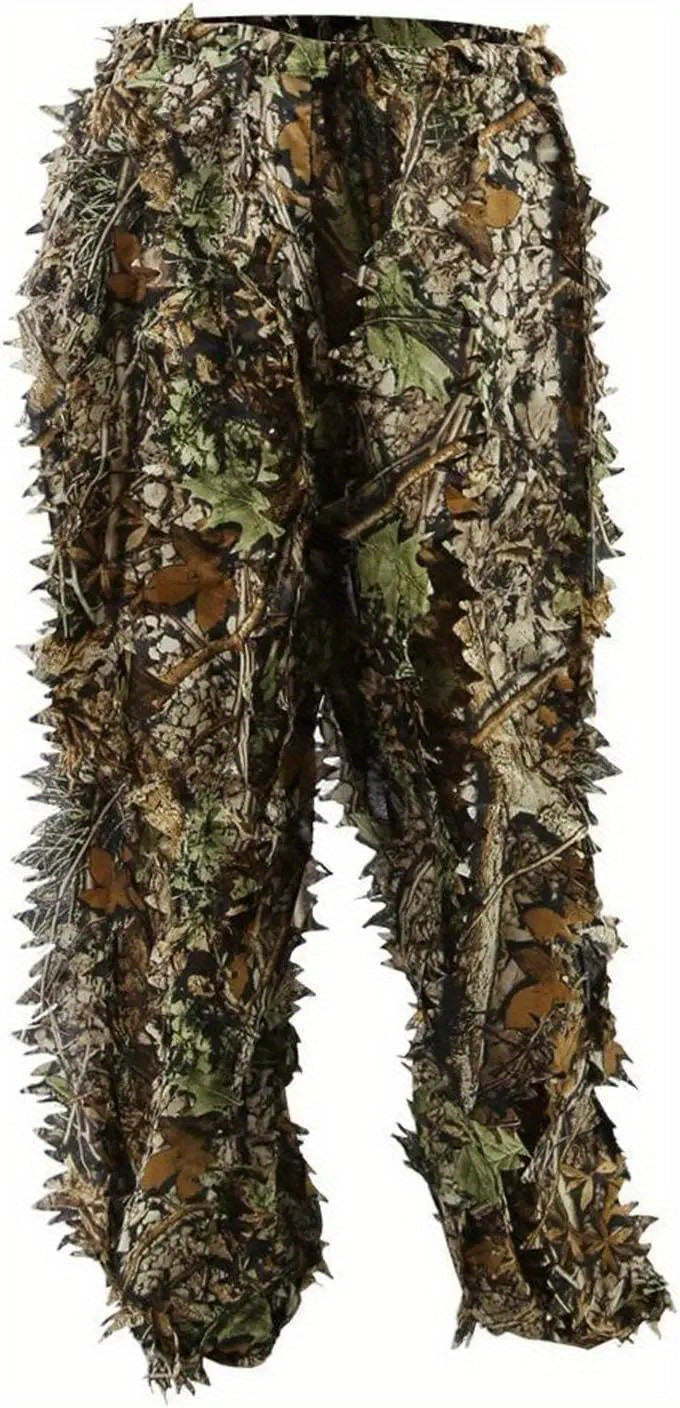 Men's Ghillie Suit 3D Camo – Lightweight Hooded Jacket & Pants Set, Breathable 3D Leaf Camouflage Hunting Clothes, 0.95 lb