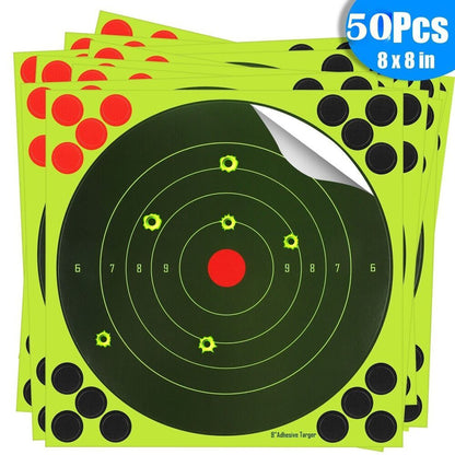 Shooting Target Stickers 50 Pack 8 Inch Self-Adhesive High Visibility Paper Targets for Pistol Rifle Airsoft Dart Gun Shooting Practice Range Training Tactical Gear Hunting Indoor Outdoor