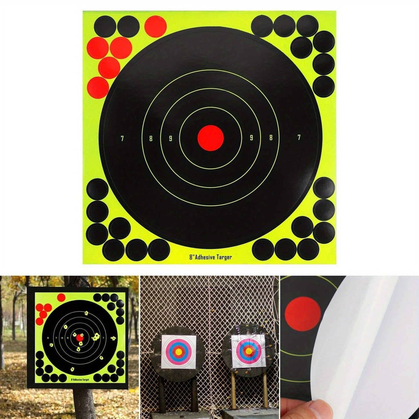 Shooting Target Stickers 50 Pack 8 Inch Self-Adhesive High Visibility Paper Targets for Pistol Rifle Airsoft Dart Gun Shooting Practice Range Training Tactical Gear Hunting Indoor Outdoor