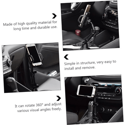 Car Cup Holder Phone Mount, Universal Adjustable Cell Phone Holder for Car Cup Holder, 360° Rotation Cradle Stand Compatible with iPhone Samsung All Smartphones