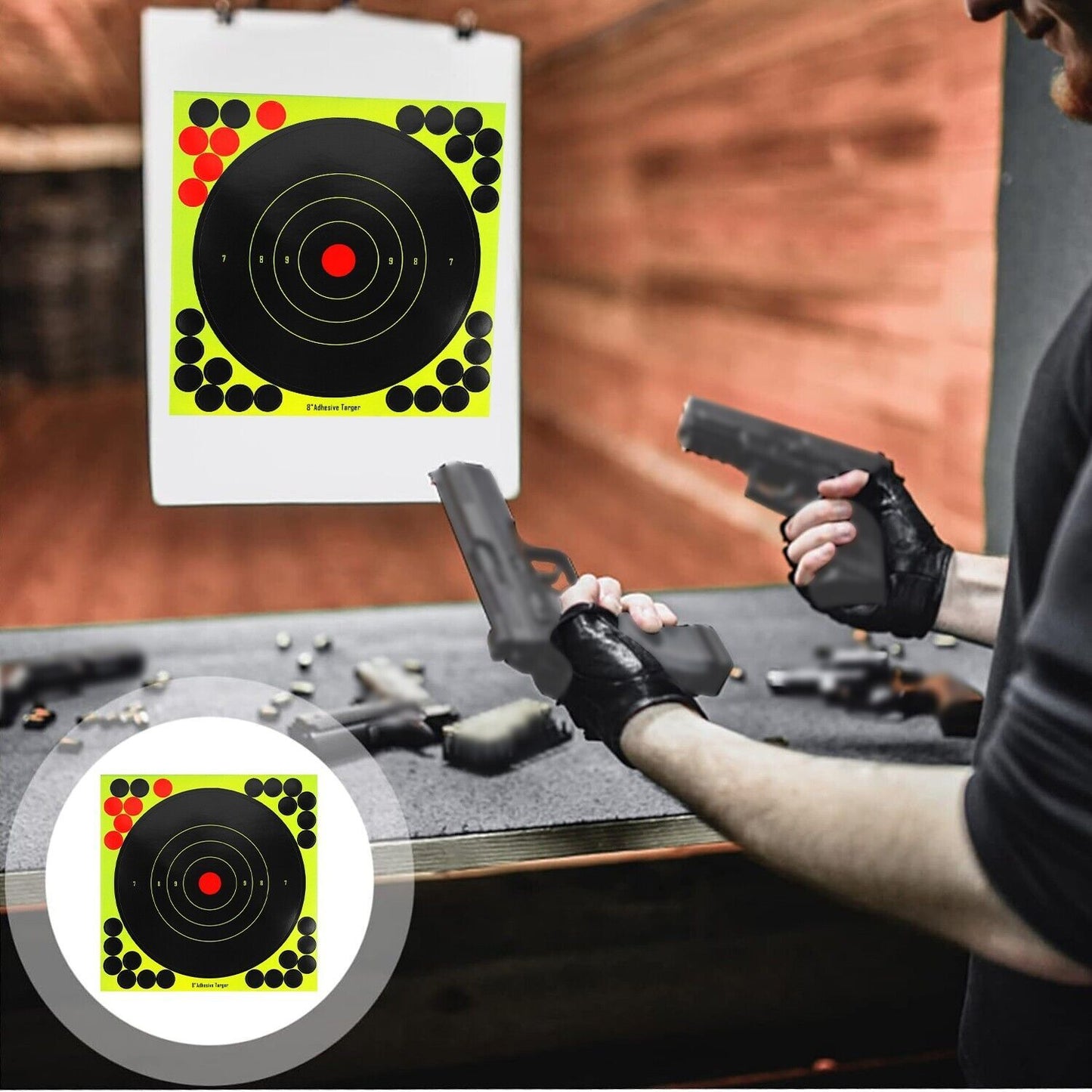 Shooting Target Stickers 50 Pack 8 Inch Self-Adhesive High Visibility Paper Targets for Pistol Rifle Airsoft Dart Gun Shooting Practice Range Training Tactical Gear Hunting Indoor Outdoor
