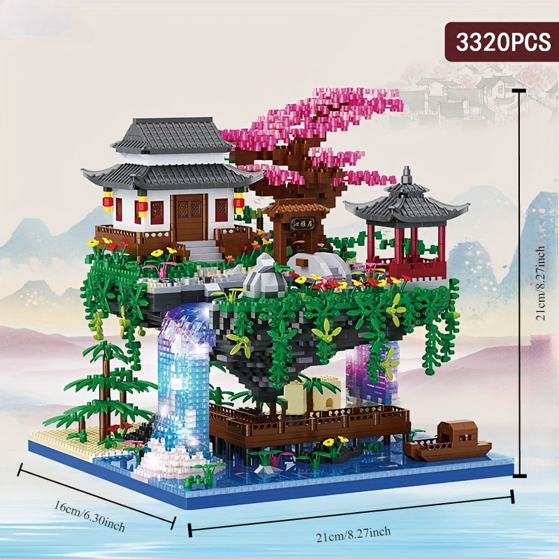 3320 Piece Micro Building Blocks Bonsai Tree Set Chinese Architecture Peach Blossom Cherry Blossom Collectible Model Kit for Adults Teens Home Decor Display Gift