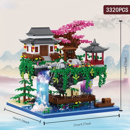 3320 Piece Micro Building Blocks Bonsai Tree Set Chinese Architecture Peach Blossom Cherry Blossom Collectible Model Kit for Adults Teens Home Decor Display Gift