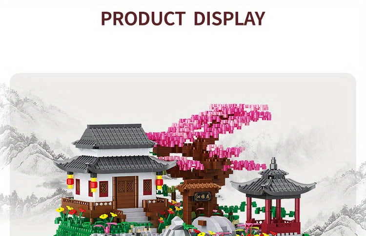 3320 Piece Micro Building Blocks Bonsai Tree Set Chinese Architecture Peach Blossom Cherry Blossom Collectible Model Kit for Adults Teens Home Decor Display Gift