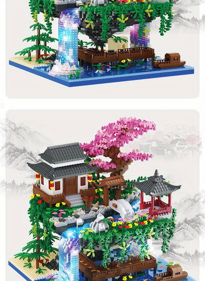 3320 Piece Micro Building Blocks Bonsai Tree Set Chinese Architecture Peach Blossom Cherry Blossom Collectible Model Kit for Adults Teens Home Decor Display Gift