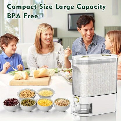 Large Rice Storage Container 11LB & 22LB with Measuring Cup and Time Markings, Airtight Grain Dispenser for Kitchen Pantry Organization, BPA-Free Food Storage Container for Rice Flour Dry Goods