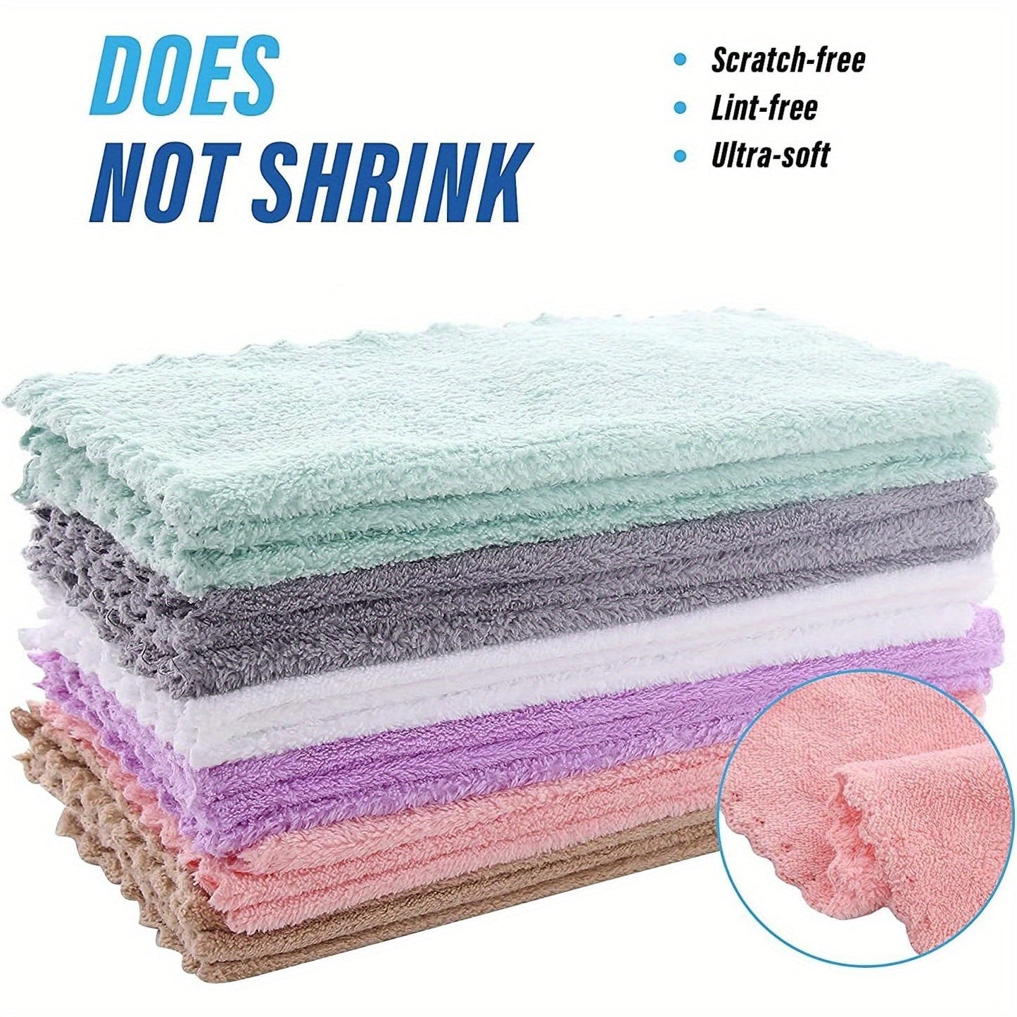 40-Pack Cleaning Cloths Soft Absorbent Household Rags 9.4x9.4 Inch | Multi-Purpose Square Towels Kitchen Bathroom Car Cleaning | Reusable Washable Random Colors | Bulk Value Pack | Gift for Mom