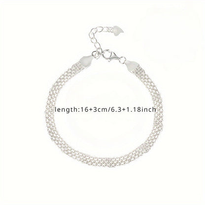 S925 Sterling Silver Sparkling Bracelet Hypoallergenic Elegant Luxury Bangle for Women Men Banquet Formal Occasion 3.65g Lightweight Fine Jewelry Gift