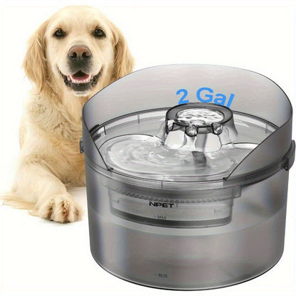 Large Dog Water Fountain 5L & 8L with Triple Filtration System, Automatic Pet Water Dispenser with Splatter Guard & Cleaning Kit for Large Dogs and Multiple Pets – Quiet Pump, No Battery Needed