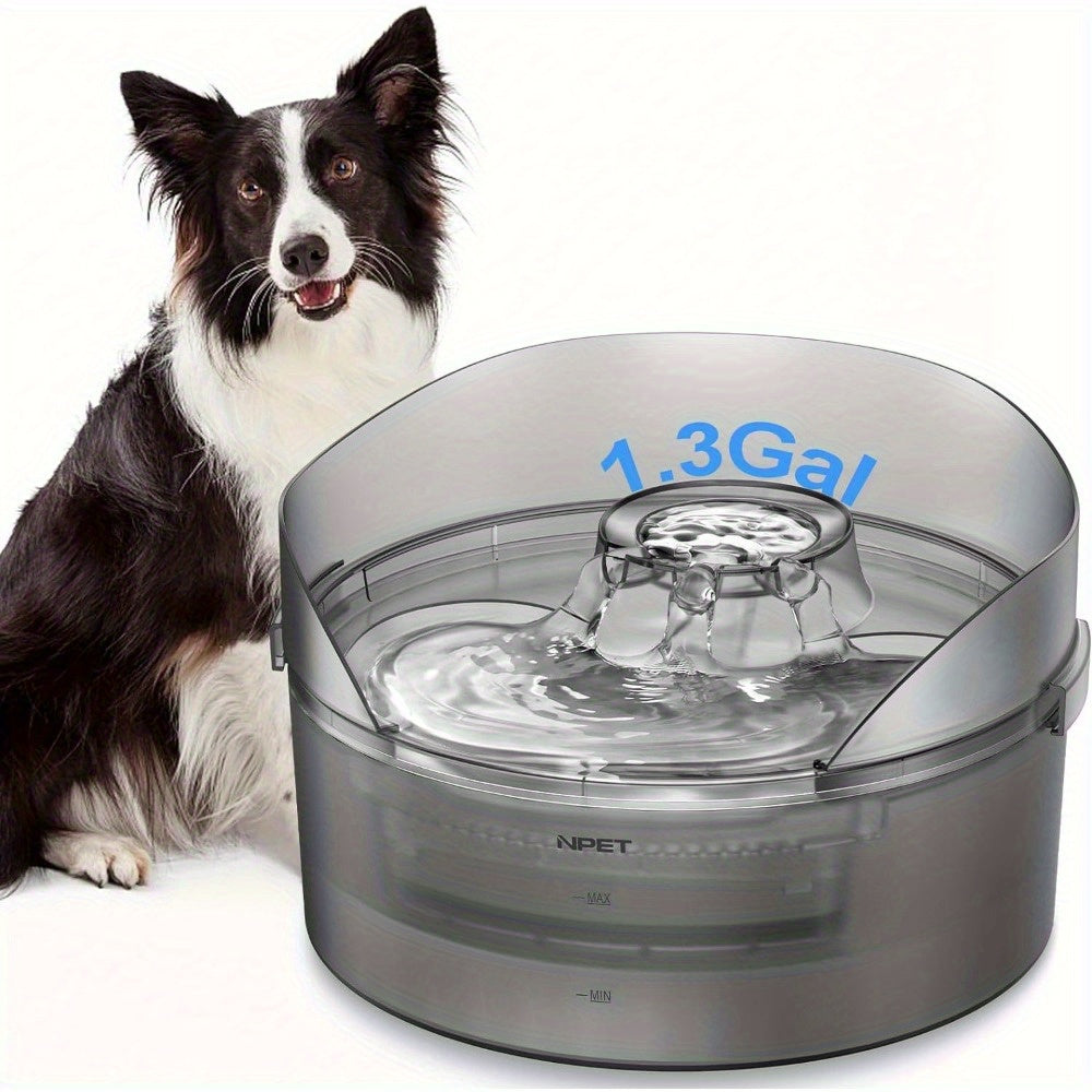 Large Dog Water Fountain 5L & 8L with Triple Filtration System, Automatic Pet Water Dispenser with Splatter Guard & Cleaning Kit for Large Dogs and Multiple Pets – Quiet Pump, No Battery Needed