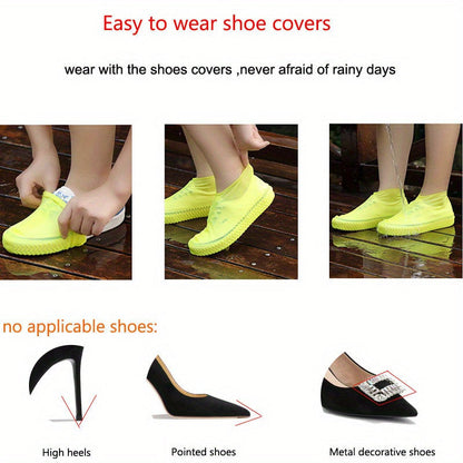 Reusable Latex Rain Boot Shoe Covers Waterproof Overshoes for Men Women & Kids – 5 Pairs Mixed Colors, One Size Fits All (EU 34-45), Durable Non-Slip Rain Protection for Outdoor Use