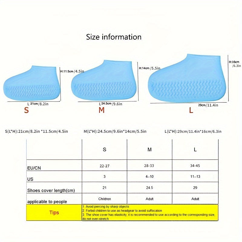 Reusable Latex Rain Boot Shoe Covers Waterproof Overshoes for Men Women & Kids – 5 Pairs Mixed Colors, One Size Fits All (EU 34-45), Durable Non-Slip Rain Protection for Outdoor Use