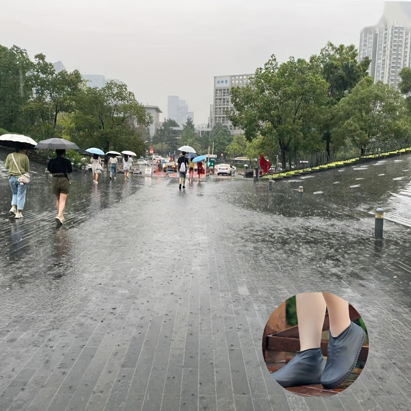 Reusable Latex Rain Boot Shoe Covers Waterproof Overshoes for Men Women & Kids – 5 Pairs Mixed Colors, One Size Fits All (EU 34-45), Durable Non-Slip Rain Protection for Outdoor Use