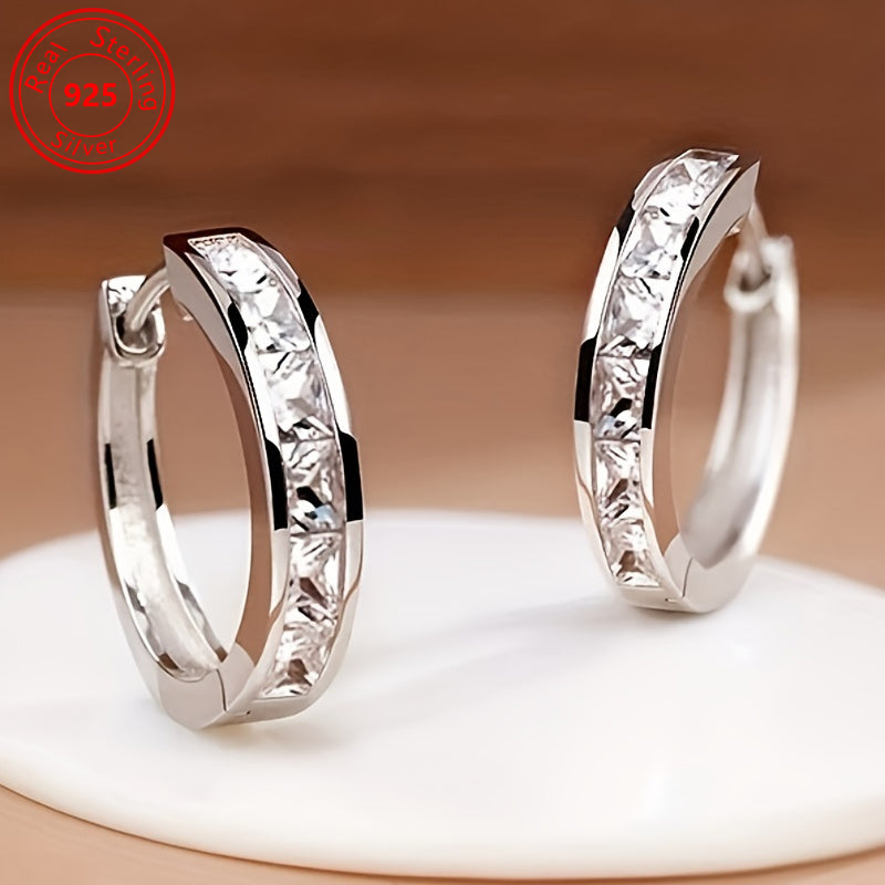 S925 Sterling Silver Zirconia Earrings for Women - Minimalist Hypoallergenic Shiny CZ Stud Earrings Lightweight Daily Wear, Perfect Gift for Women Birthday Valentine's Anniversary Date Night