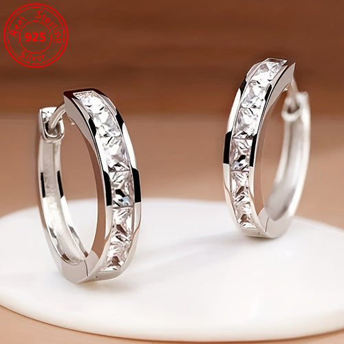 S925 Sterling Silver Zirconia Earrings for Women - Minimalist Hypoallergenic Shiny CZ Stud Earrings Lightweight Daily Wear, Perfect Gift for Women Birthday Valentine's Anniversary Date Night