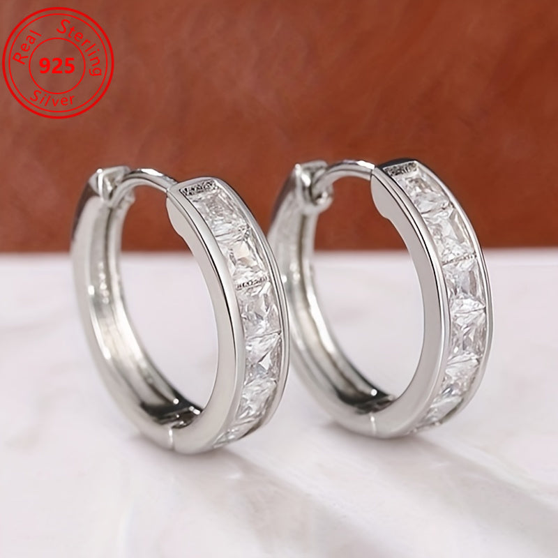 S925 Sterling Silver Zirconia Earrings for Women - Minimalist Hypoallergenic Shiny CZ Stud Earrings Lightweight Daily Wear, Perfect Gift for Women Birthday Valentine's Anniversary Date Night