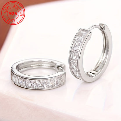 S925 Sterling Silver Zirconia Earrings for Women - Minimalist Hypoallergenic Shiny CZ Stud Earrings Lightweight Daily Wear, Perfect Gift for Women Birthday Valentine's Anniversary Date Night