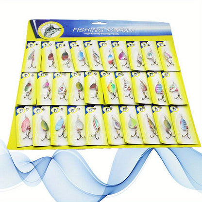 30pcs Metal Spinnerbait Fishing Lures for Bass, Trout, Pike & Salmon – Assorted Vibrant Colors with Sturdy Metal Hooks for Freshwater & Saltwater Outdoor Fishing Tackle Set