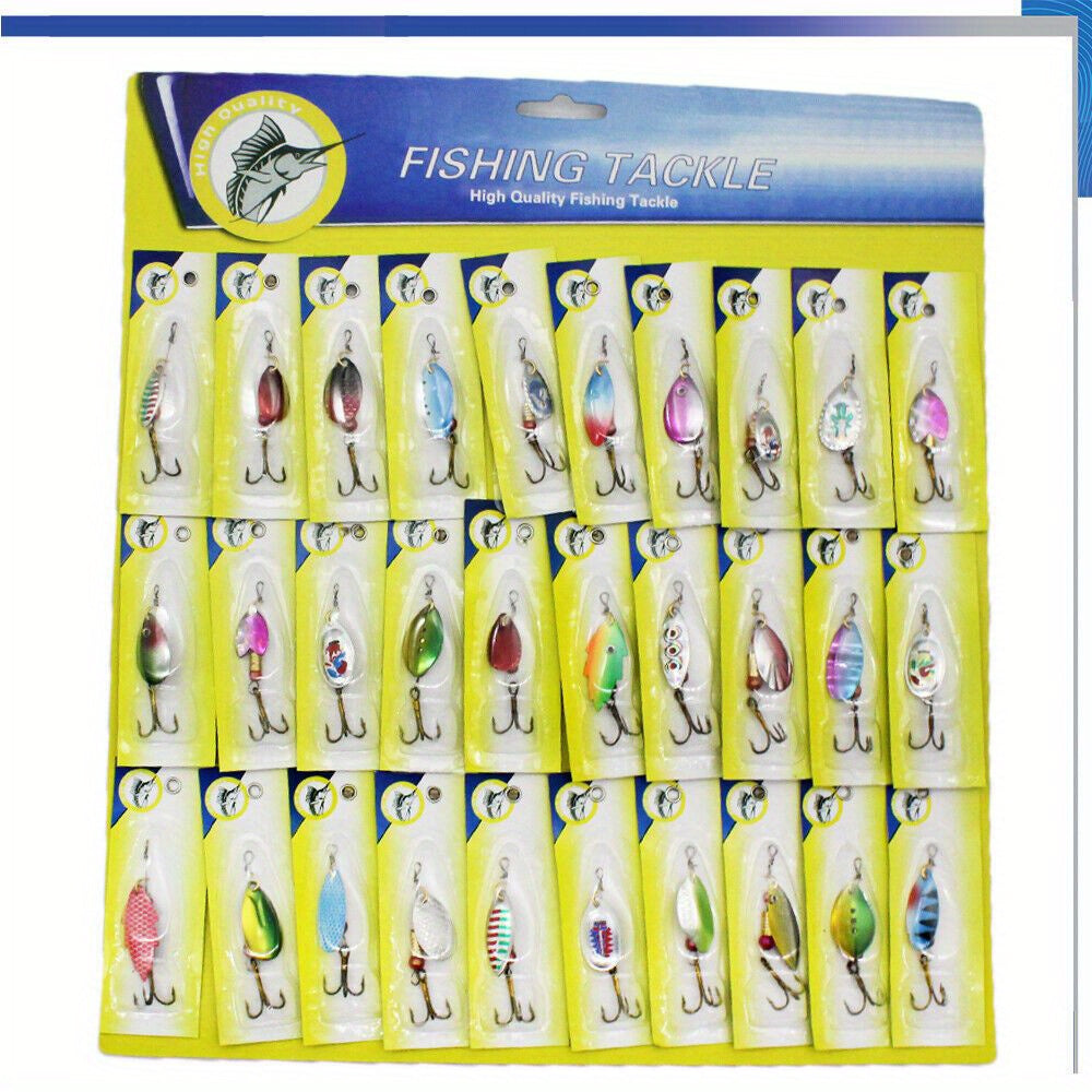 30pcs Metal Spinnerbait Fishing Lures for Bass, Trout, Pike & Salmon – Assorted Vibrant Colors with Sturdy Metal Hooks for Freshwater & Saltwater Outdoor Fishing Tackle Set